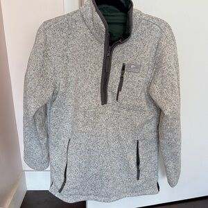 Lauren James Reversible Green and  Heather Gray Fleece Pullover